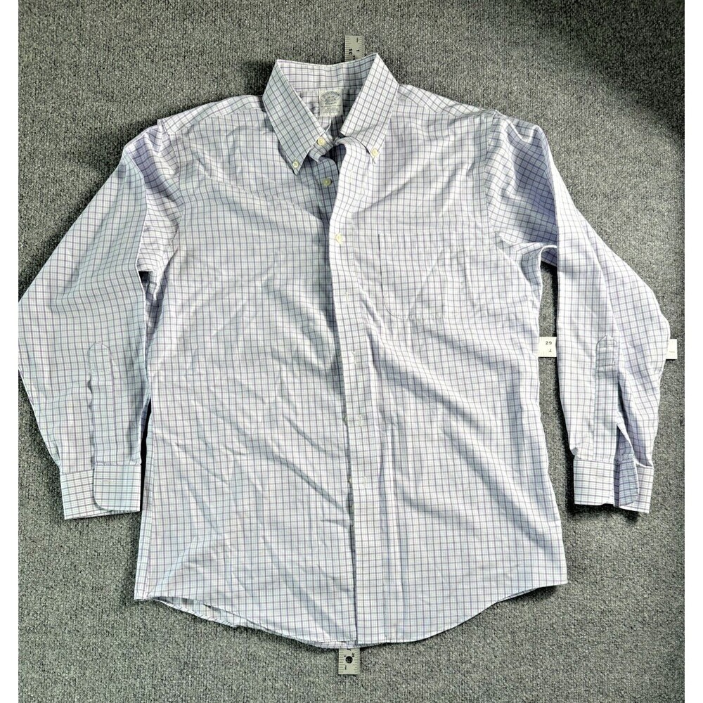 Brooks Brothers Classic Fit Button Down Shirt 16 33 Long Sleeve Purple Plaid